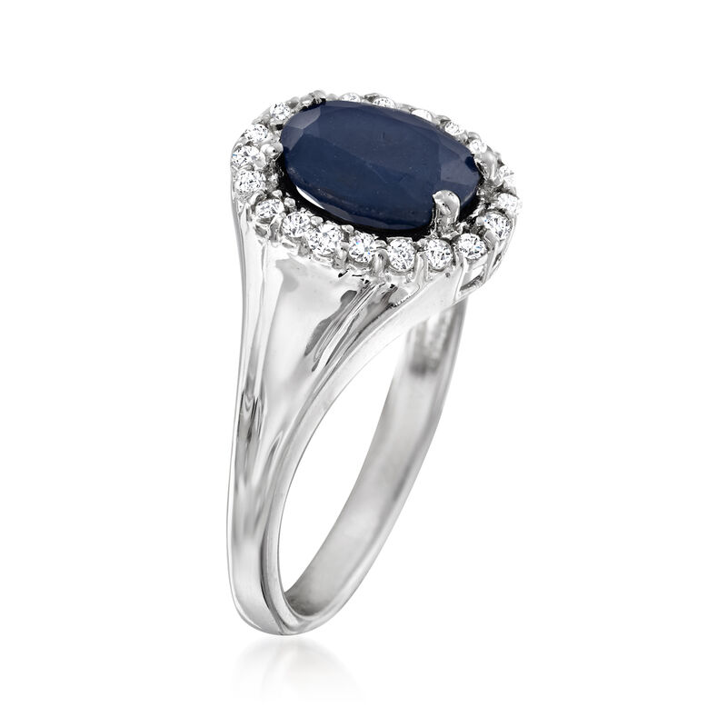 1.50 Carat Sapphire and .30 ct. t.w. White Topaz Ring in Sterling Silver image number 2