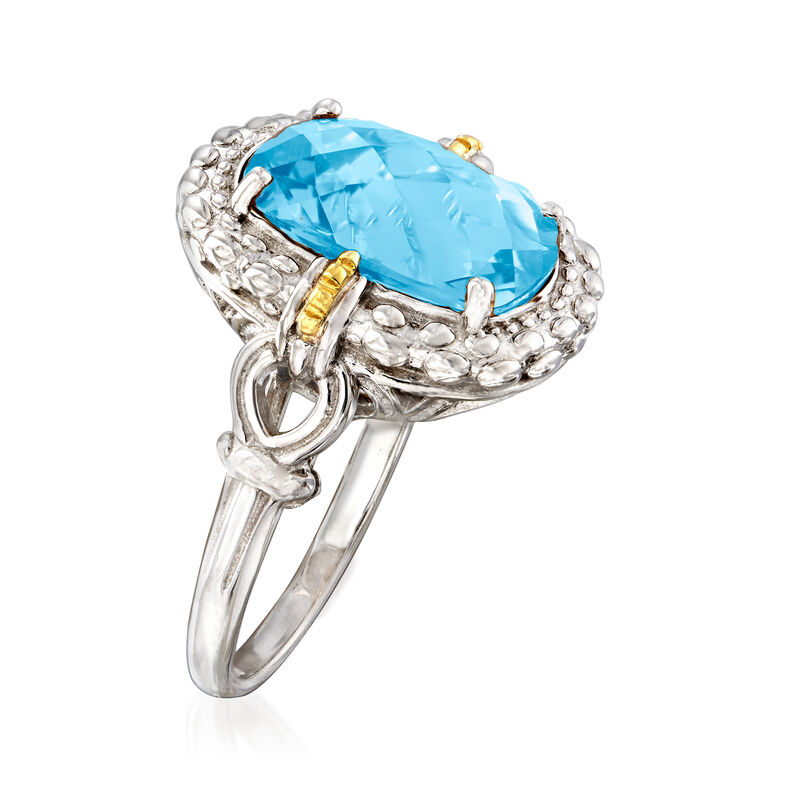 Phillip Gavriel &quot;Popcorn&quot; 6.00 Carat Blue Topaz Ring in Sterling Silver with 18kt Yellow Gold   image number 2
