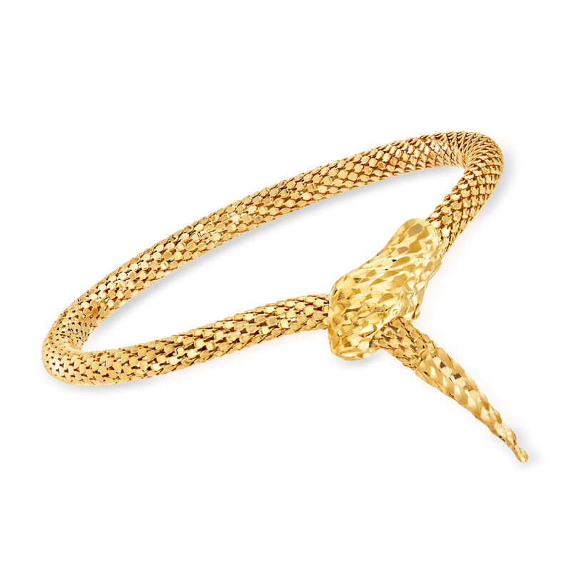 Italian 18kt Gold Over Sterling Silver Diamond-Cut Snake Bracelet image number 0