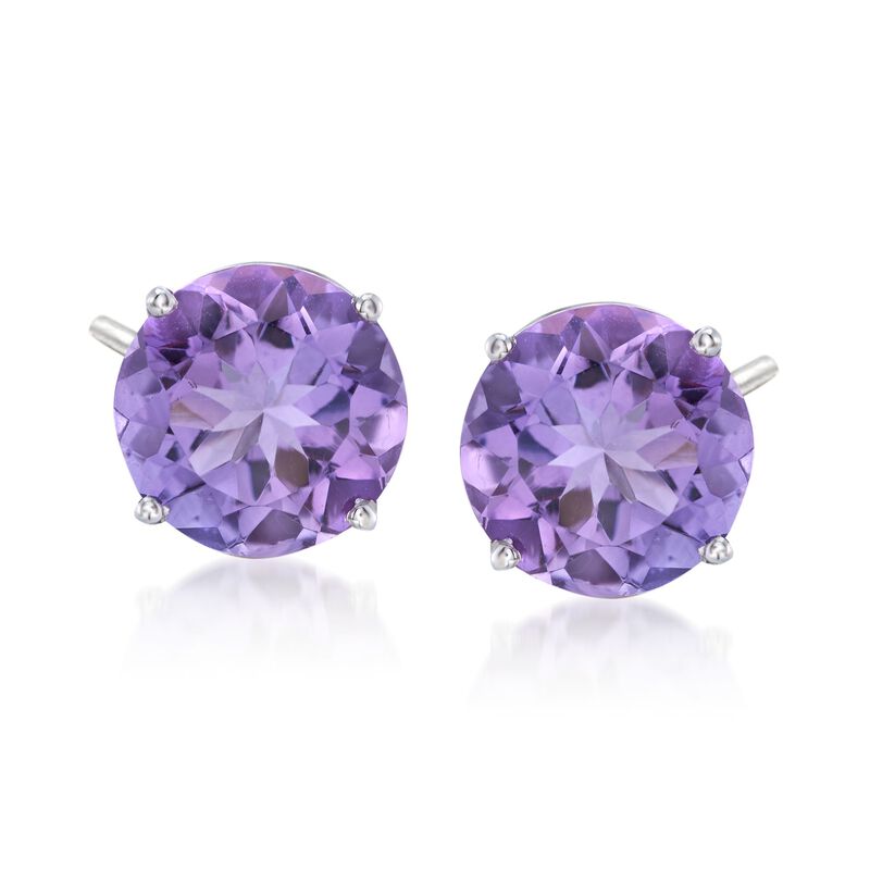6.25 ct. t.w. Amethyst Stud Earrings in 14kt White Gold image number 0