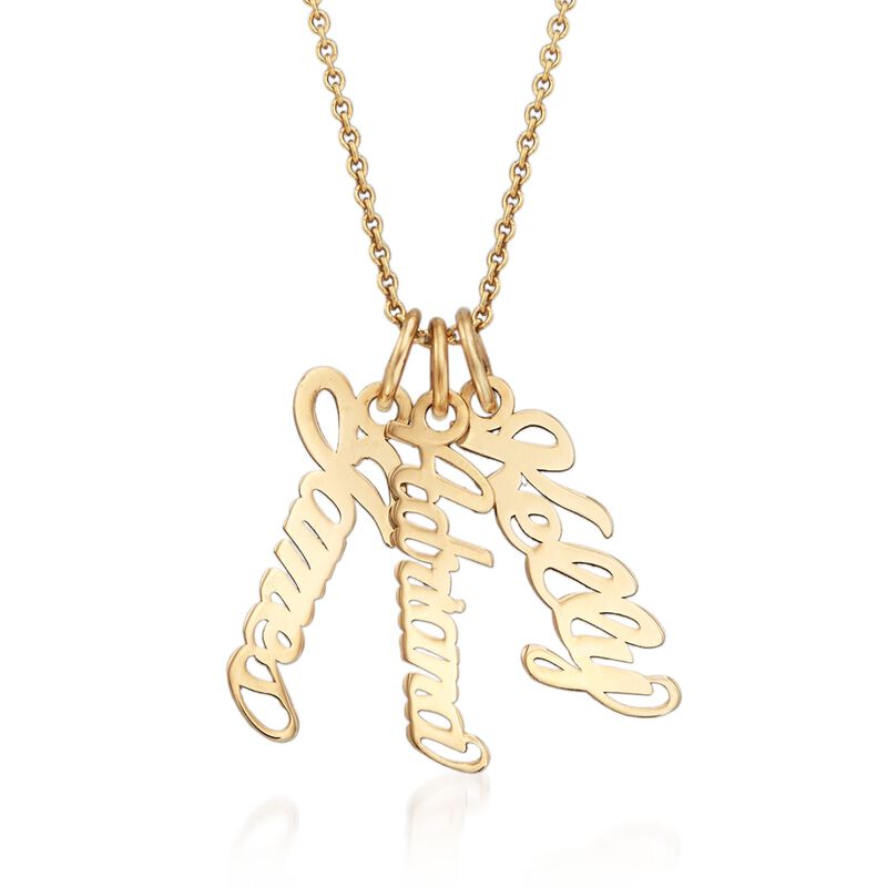 14kt Yellow Gold Personalized Script Name Charm Necklace  image number 0
