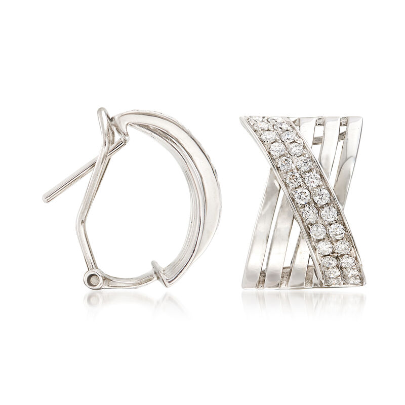 1.15 ct. t.w. Diamond Crisscross Drop Earrings in 14kt White Gold image number 2