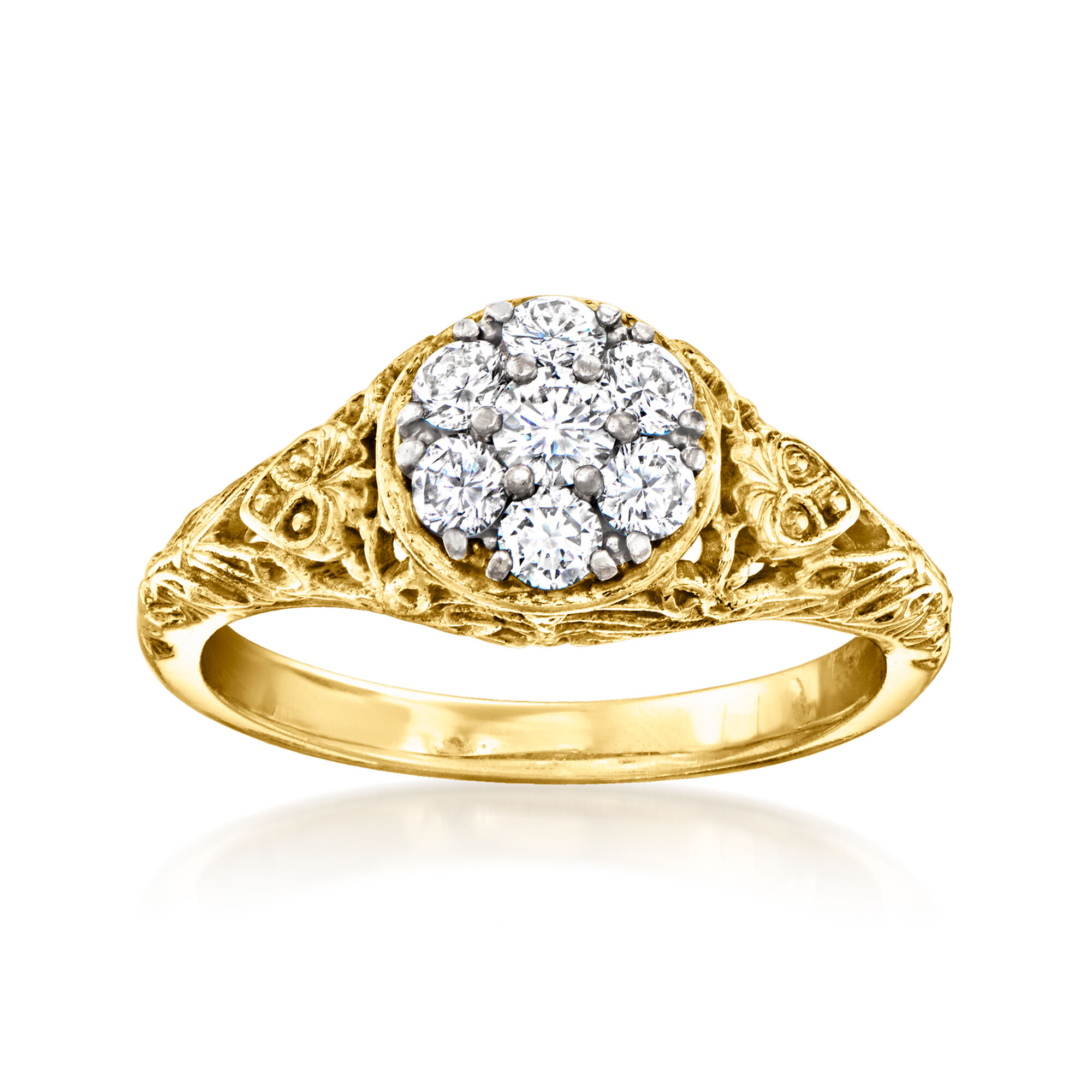 C. 1980 Vintage Jabel .40 ct. t.w. Diamond Cluster Filigree