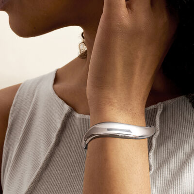 Sterling Silver Sculptural Bangle Bracelet
