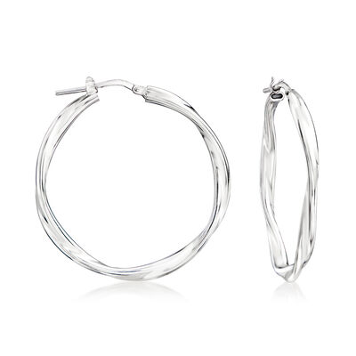 Italian Sterling Silver Twisted Hoop Earrings