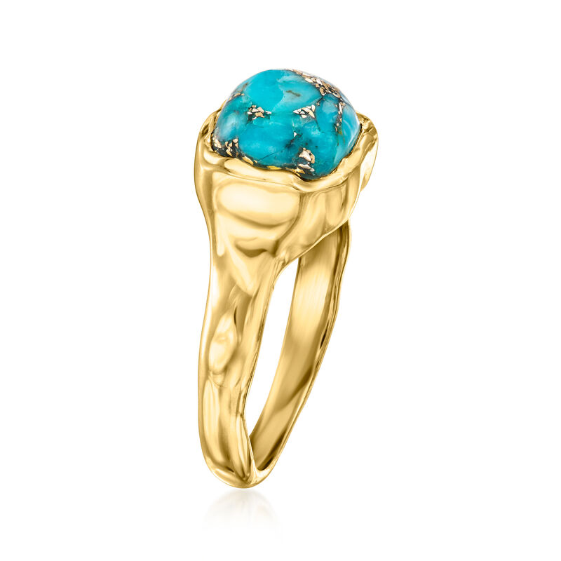 Turquoise Sculpted Ring in 18kt Gold Over Sterling image number 2