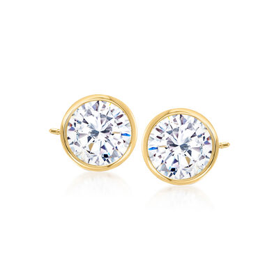 2.00 ct. t.w. Bezel-Set CZ Stud Earrings in 14kt Yellow Gold