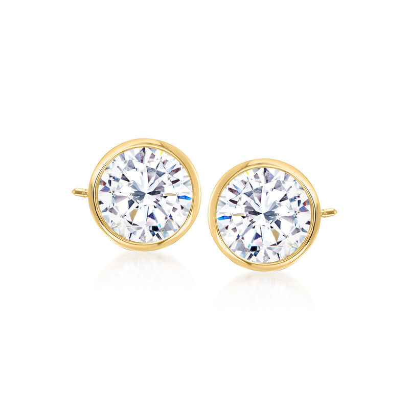 2.00 ct. t.w. Bezel-Set CZ Stud Earrings in 14kt Yellow Gold image number 0