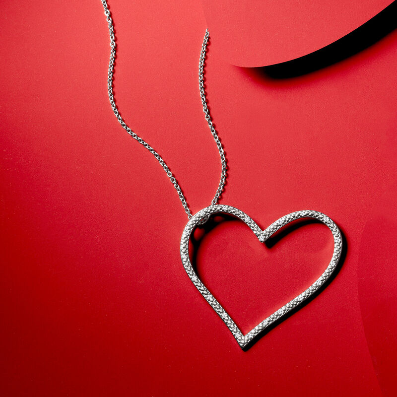 .10 ct. t.w. Diamond Heart Pendant Necklace in Sterling Silver image number 4