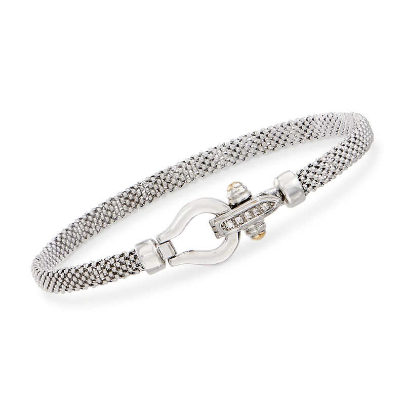 Phillip Gavriel &quot;Popcorn&quot; Sterling Silver Bracelet with 18kt Gold and Diamond Accents. 7.25&quot; image number 0