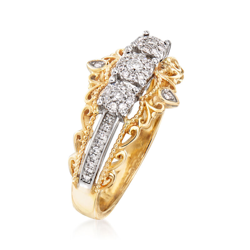 .20 ct. t.w. Diamond Vintage-Style Ring in 14kt Two-Tone Gold image number 2
