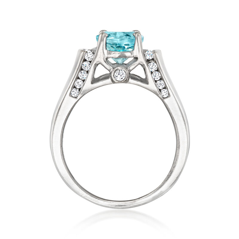 C. 2000 Vintage 1.79 Carat Aquamarine Ring with .45 ct. t.w. Diamonds in 14kt White Gold. Size 6 image number 3