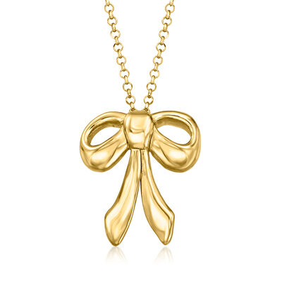 Italian 18kt Gold Over Sterling Bow Pendant Necklace