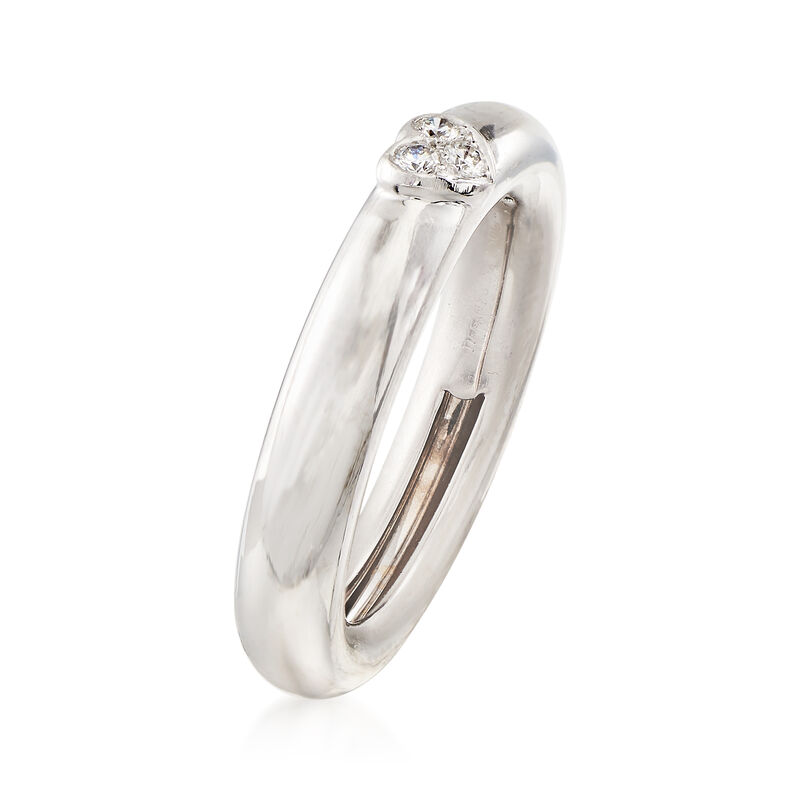 C. 1993 Vintage Tiffany Jewelry Diamond Accented Heart Ring in 18kt White Gold image number 2