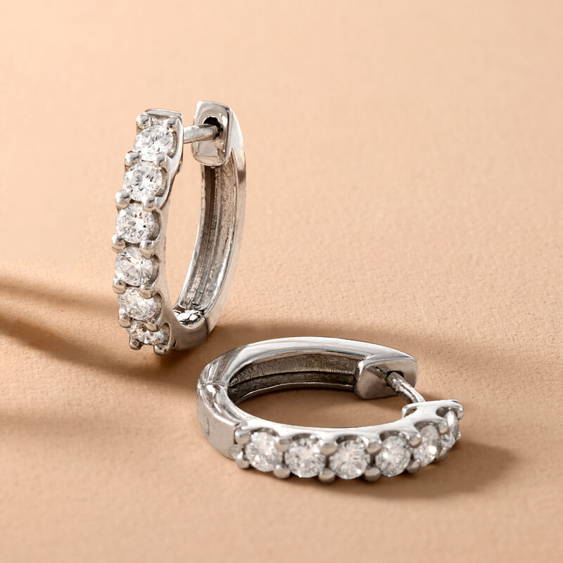 .50 ct. t.w. Lab-Grown Diamond Huggie Hoop Earrings in Sterling Silver. 1/2" image number 3