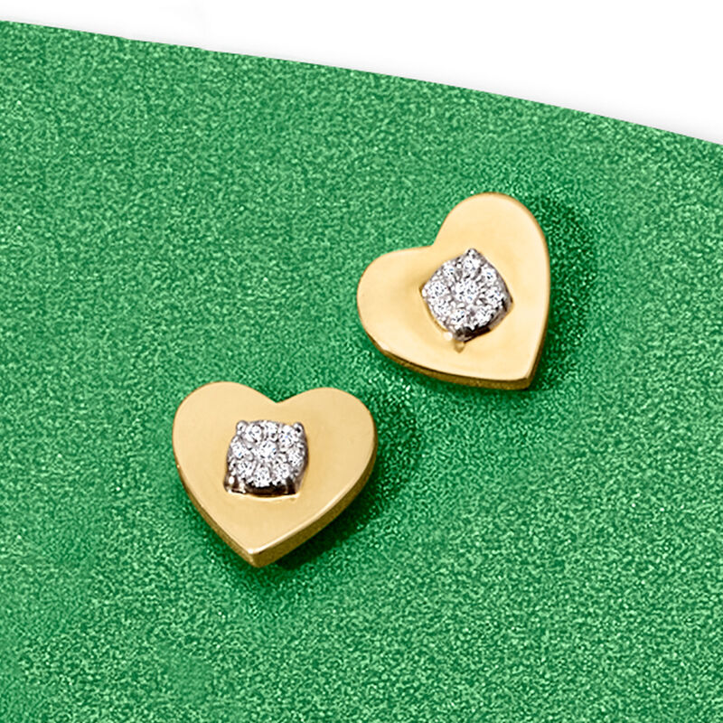 10 ct. t.w. Diamond Cluster Heart Earrings in 14kt Yellow Gold image number 2
