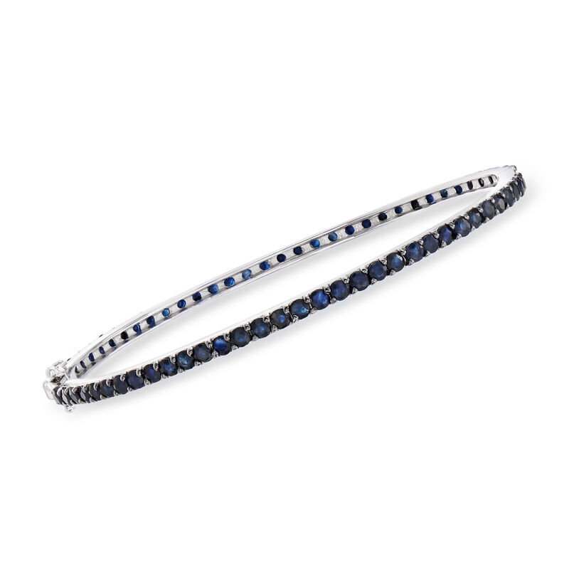 5.25 ct. t.w. Sapphire Eternity Bangle Bracelet in Sterling Silver image number 0