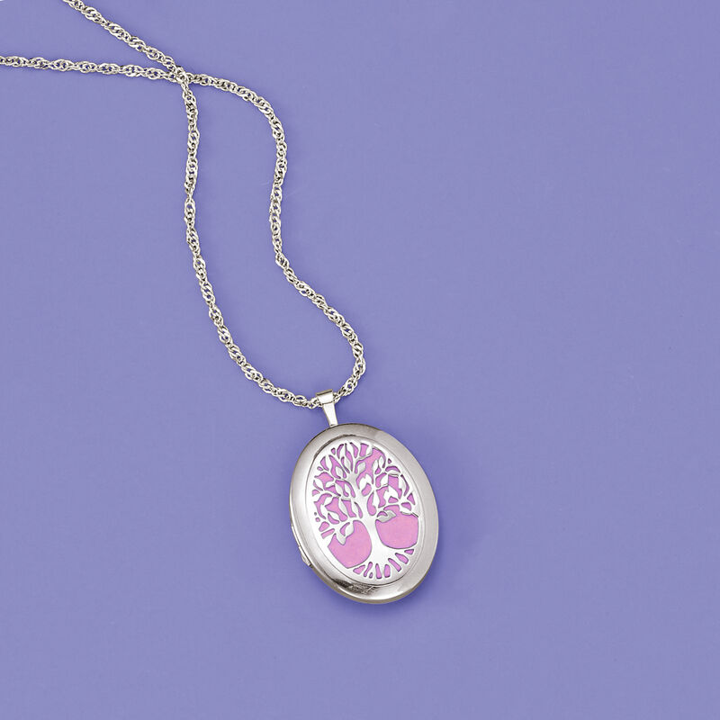 Sterling Silver Tree of Life Locket Pendant Necklace image number 4