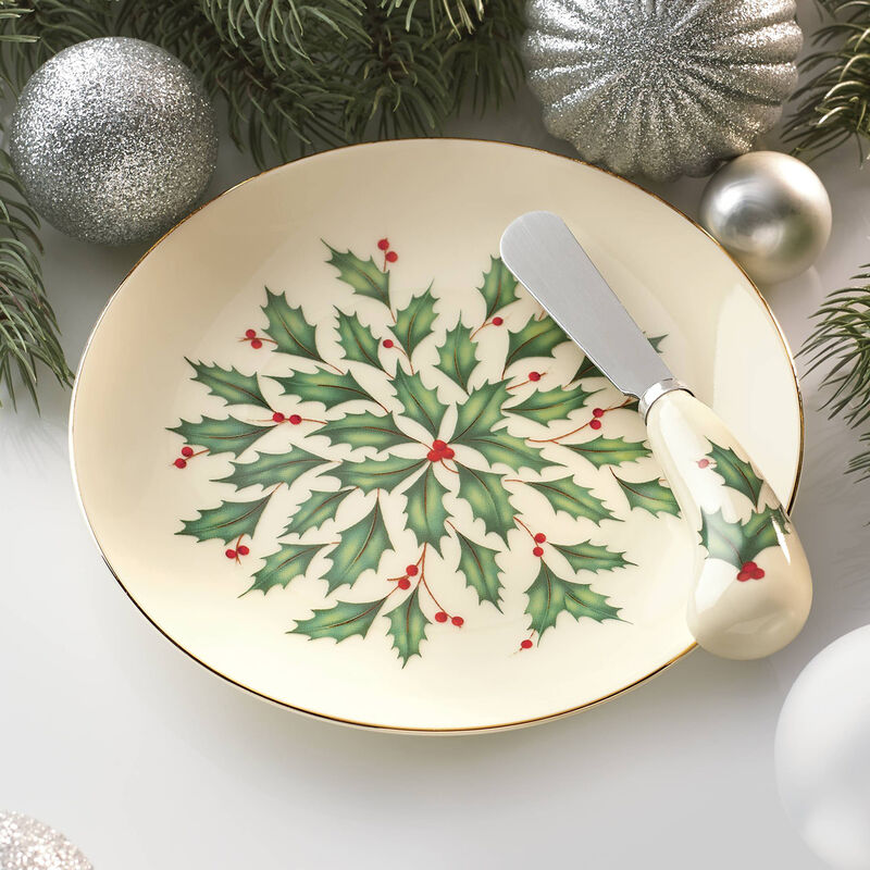Lenox "Holiday" 2-pc. Porcelain Cheese Plate and Knife Set image number 1