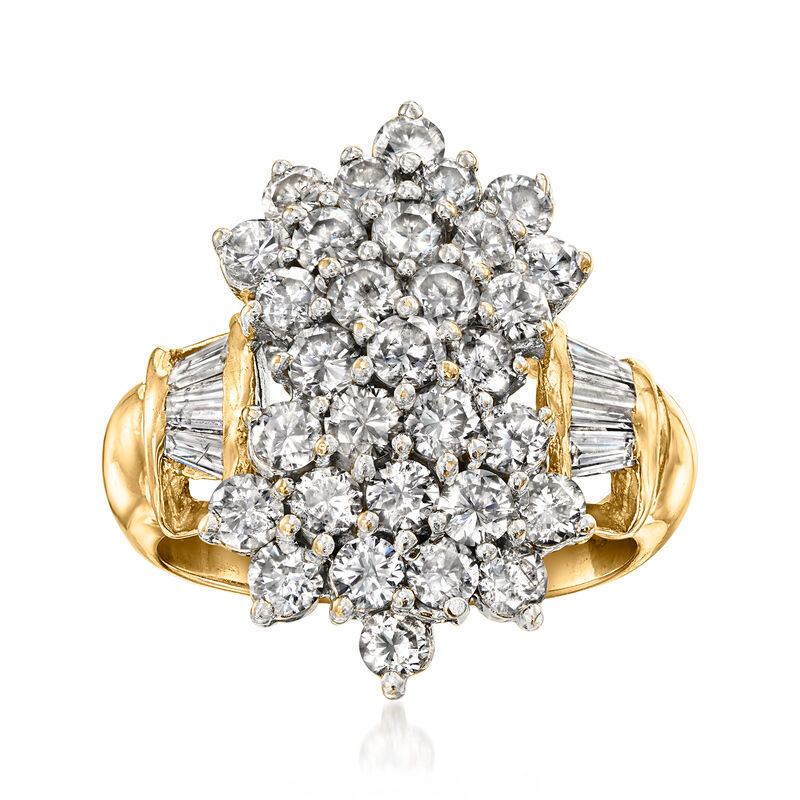C. 1990 Vintage 2.50 ct. t.w. Diamond Cluster Ring in 14kt Yellow Gold. Size 7 image number 0