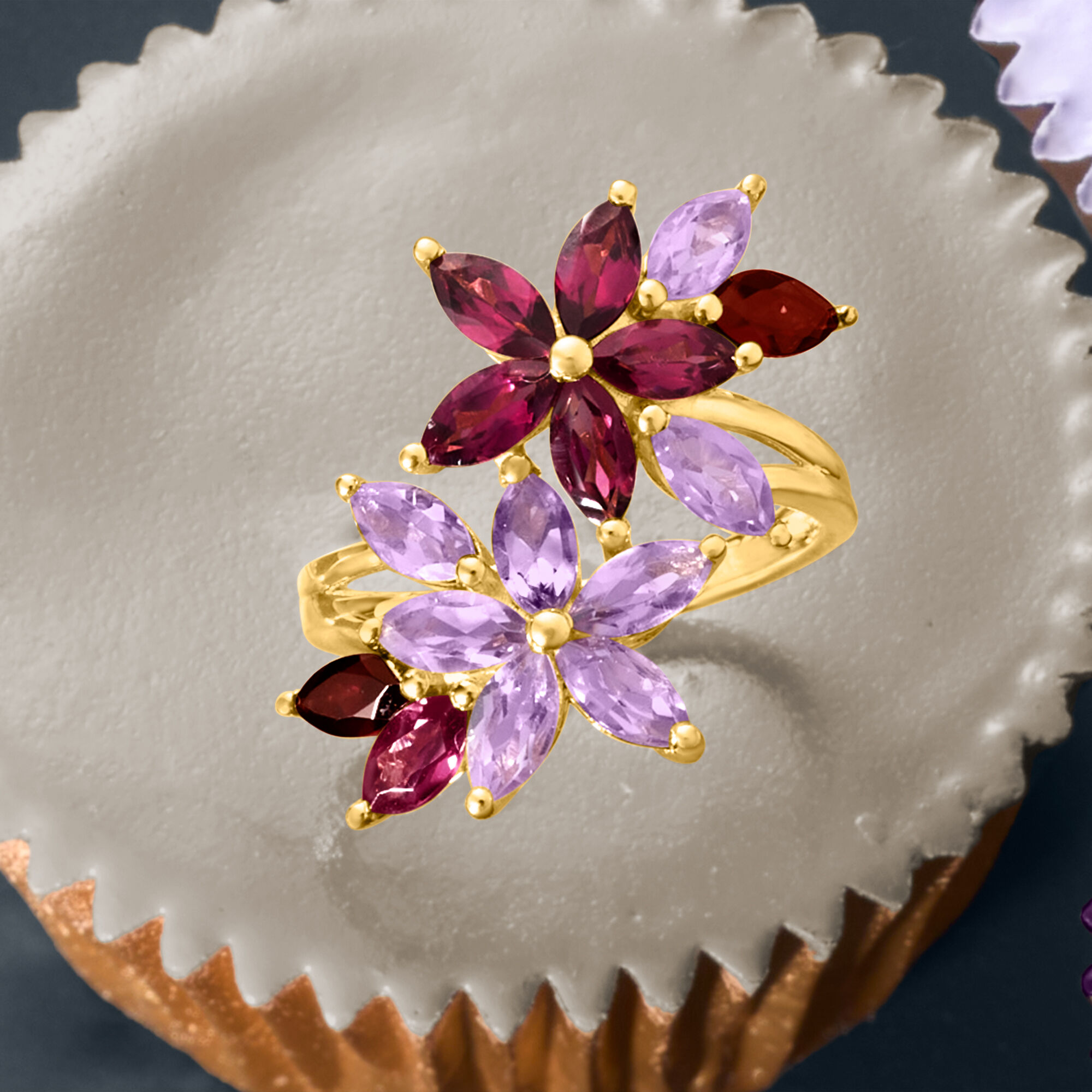 1.40 ct. t.w. Rhodolite Garnet, 1.20 ct. t.w. Amethyst and .50 ct