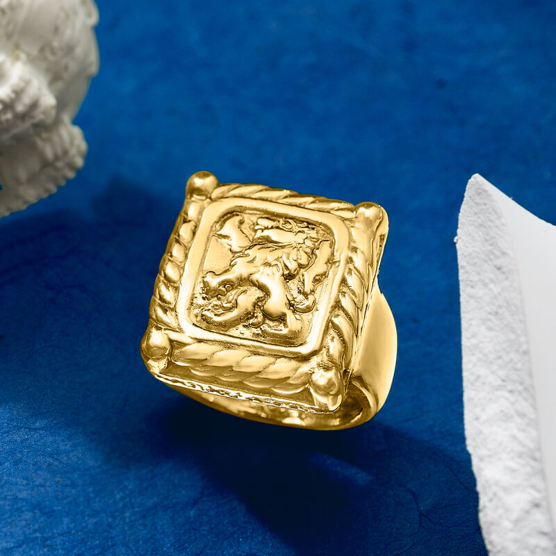 Italian 14kt Yellow Gold Crest-Style Lion Ring image number 5