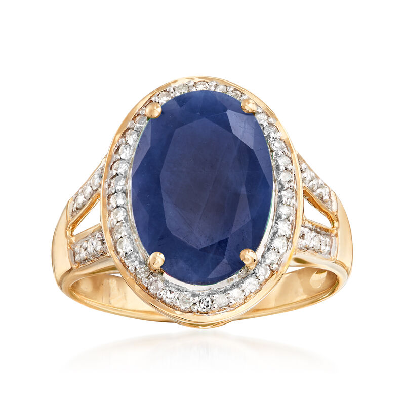 5.50 Carat Sapphire Ring with .24 ct. t.w. Diamonds in 14kt Yellow Gold image number 0