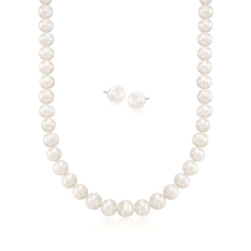 8.5-9.5mm Cultured Pearl Necklace with Free Earrings image number 0