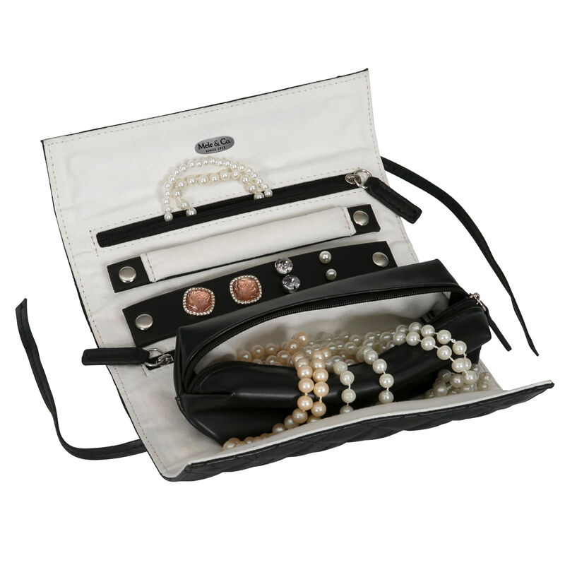 Mele & Co. "Whitley" Black Faux Leather Travel Jewelry Roll image number 0