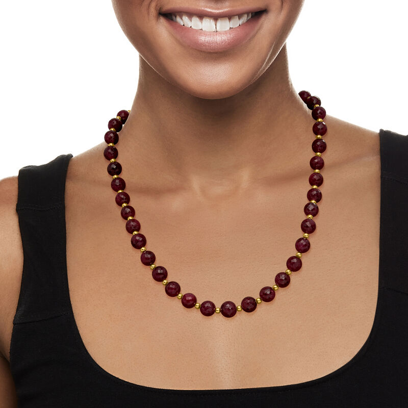 240.00 ct. t.w. Ruby Bead Necklace with 14kt Yellow Gold. 20" image number 0