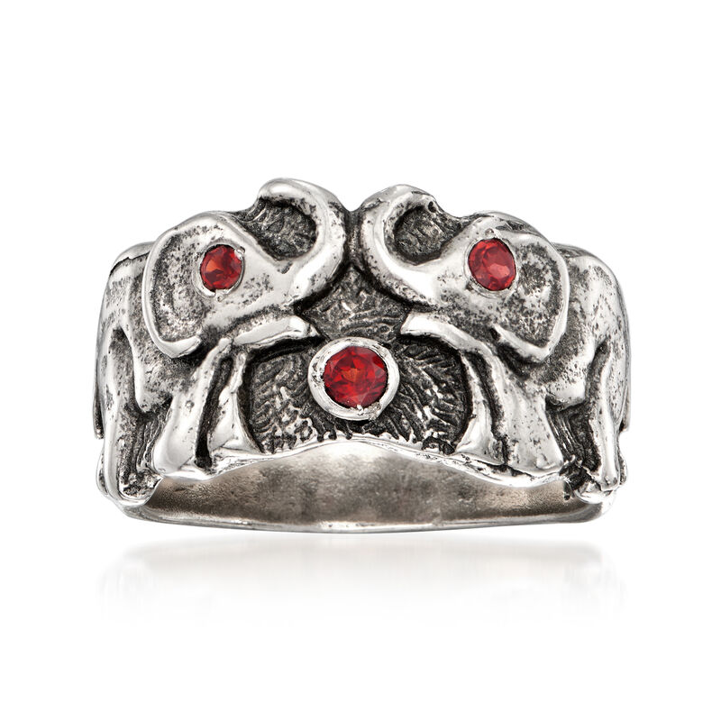 .15 ct. t.w. Garnet Double Elephant Ring in Sterling Silver image number 0