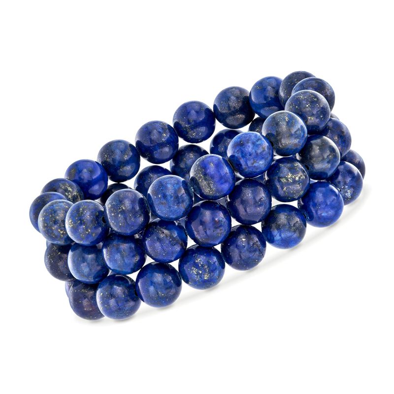 Blue Lapis Bead Set: Three Stretch Bracelets image number 0