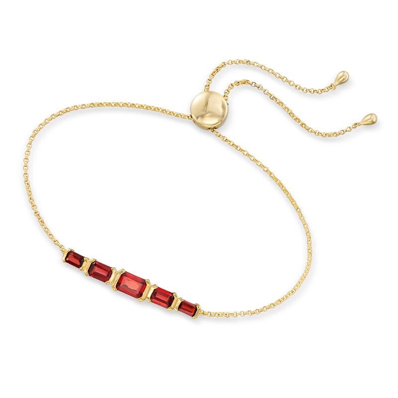 2.70 ct. t.w. Garnet Bolo Bracelet in 18kt Gold Over Sterling image number 2