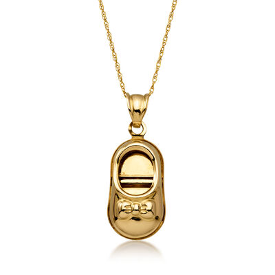 C. 1990 Vintage 14kt Yellow Gold Baby Bootie Pendant Necklace