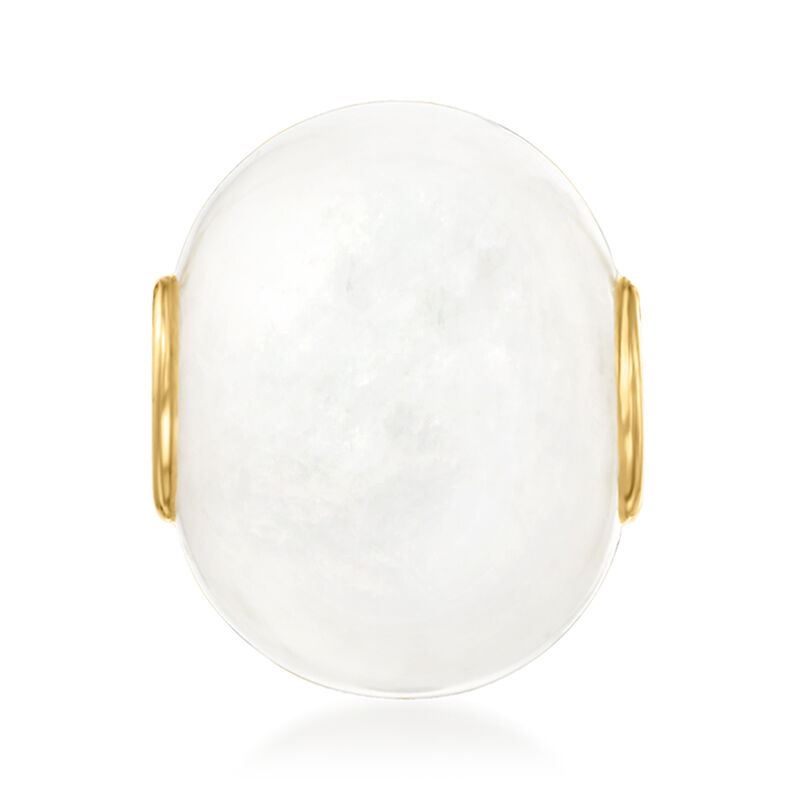 White Kunlun Jade Bead Pendant with 14kt Yellow Gold image number 0