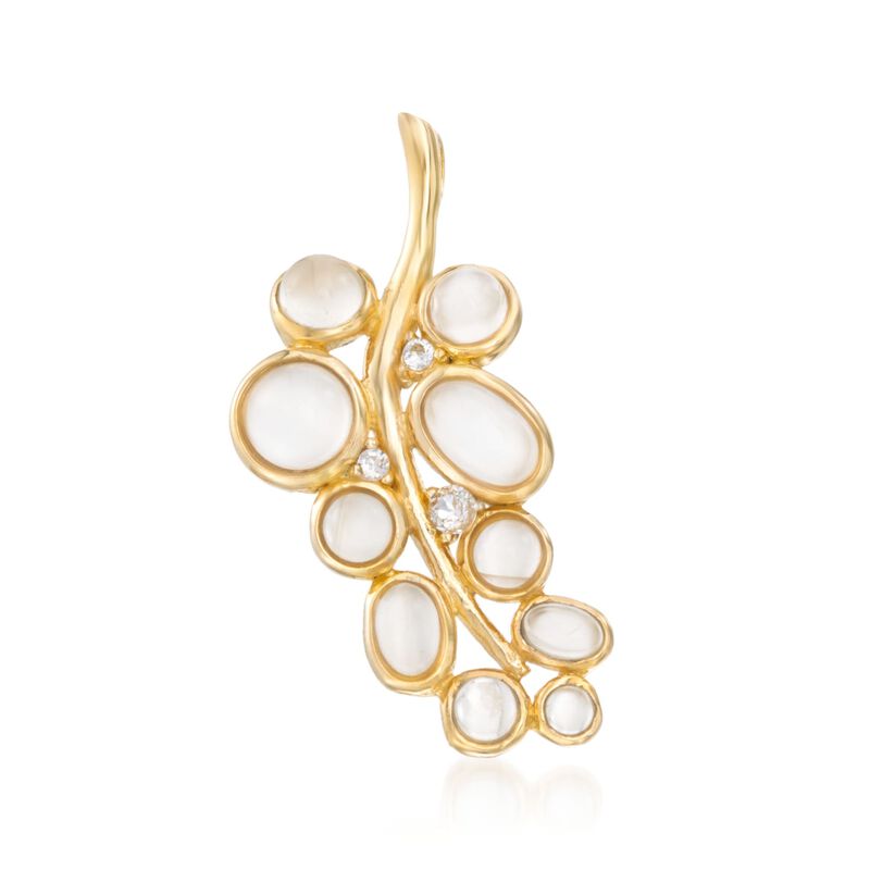 Moonstone Pendant with White Topaz Accents in 18kt Gold Over Sterling image number 0
