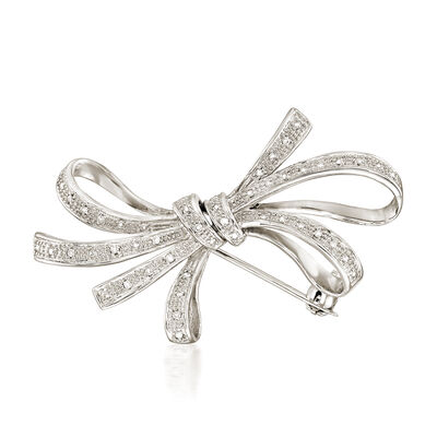 .10 ct. t.w. Diamond Ribbon Pin in Sterling Silver