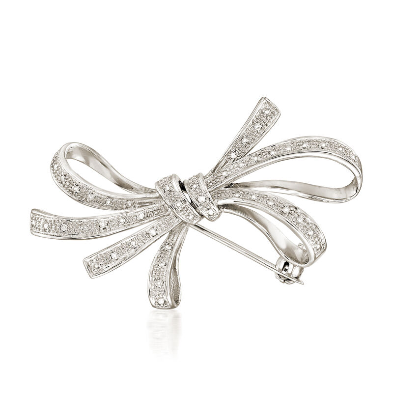 .10 ct. t.w. Diamond Ribbon Pin in Sterling Silver image number 0