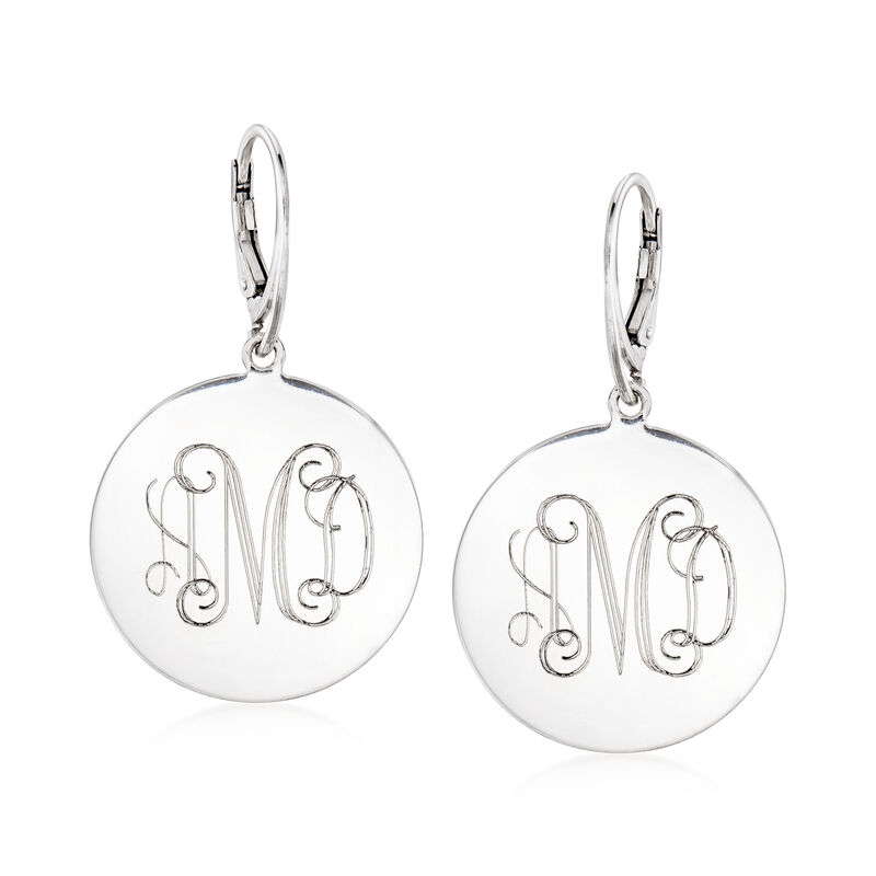 Italian Sterling Silver Personalized Disc Drop Earrings image number 0