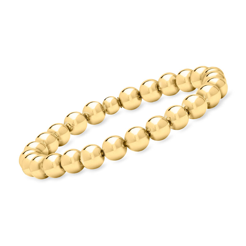 Italian 8mm 18kt Gold Over Sterling Bead Stretch Bracelet image number 0