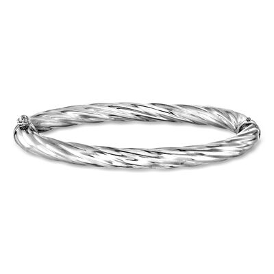 Italian 6mm Sterling Silver Twisted Bangle Bracelet