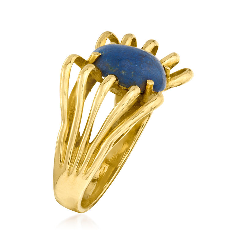 C. 1970 Vintage Lapis Open-Space Ring in 14kt Yellow Gold. Size 7.5 image number 2