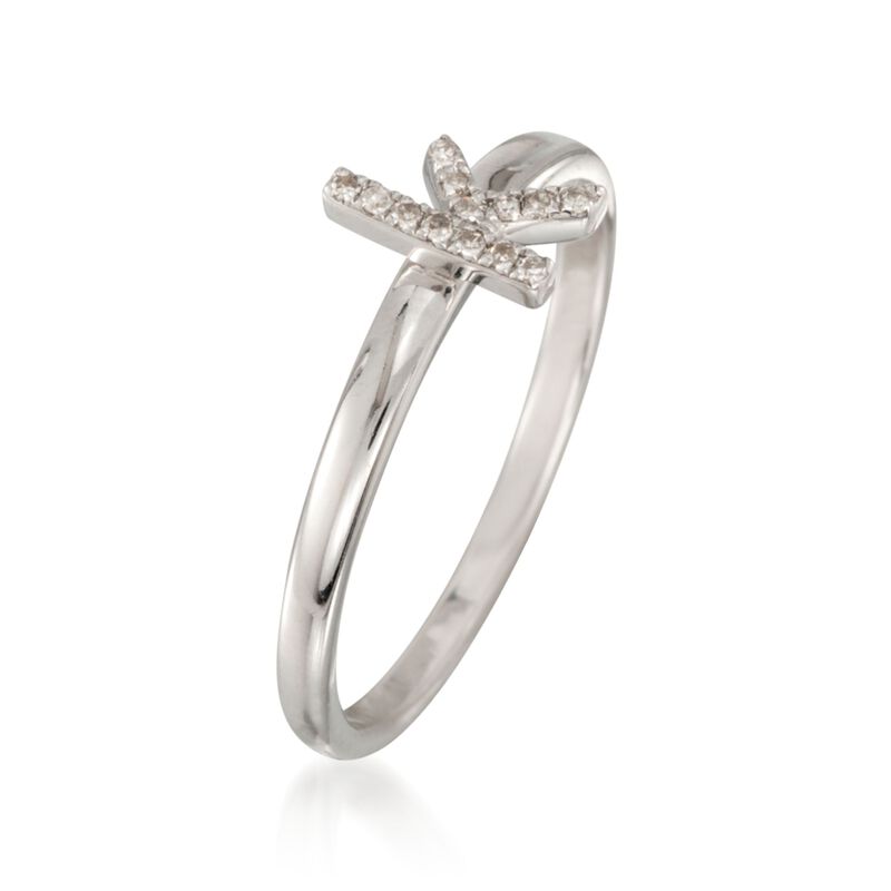 Diamond Accent Mini Initial "K" Ring in Sterling Silver. Size 5 image number 2