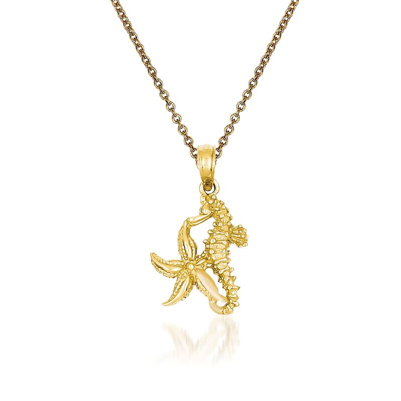 14kt Yellow Gold Starfish Pendant Necklace image number 0