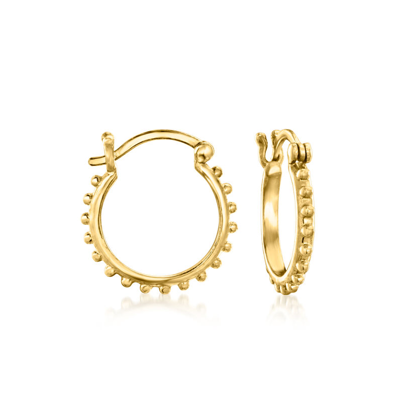 18kt Gold Over Sterling Beaded Hoop Drop Earrings with Removable Floral Charms. 1 3/8&quot; image number 2