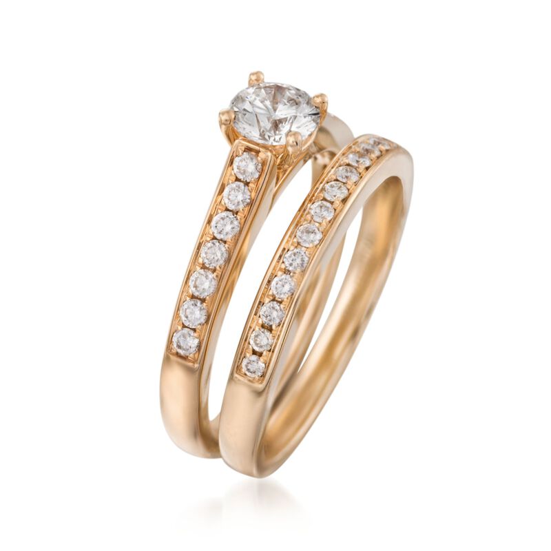 .92 ct. t.w. Diamond Bridal Set: Engagement and Wedding Rings in 14kt Yellow Gold. Size 7 image number 2