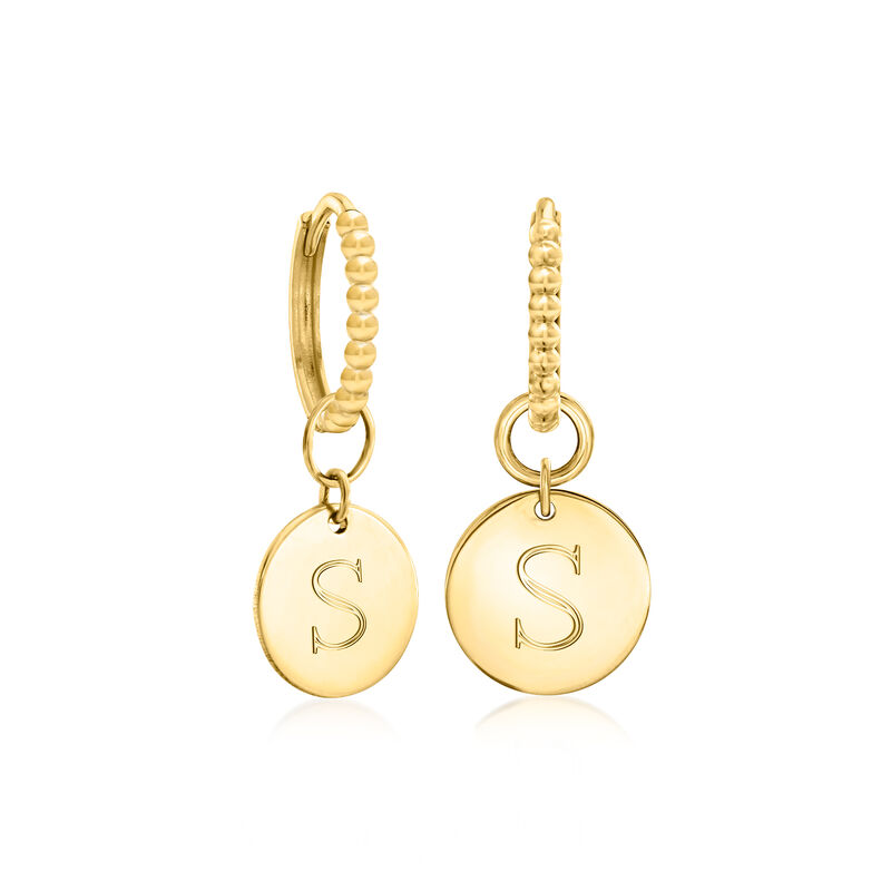 Plain - Italian 14kt Yellow Gold Disc Hoop Charms  image number 3