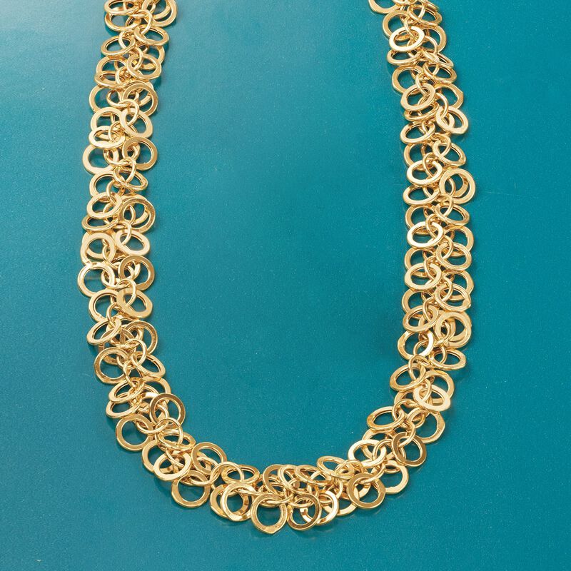 14kt Yellow Gold Multi-Circle Link Necklace. 18&quot; image number 2