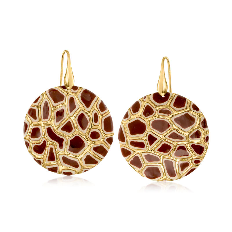 Italian Giraffe-Print Enamel Drop Earrings from Italy image number 0