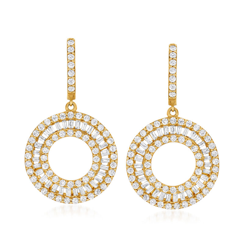 1.95 ct. t.w. Diamond Circle Hoop Drop Earrings in 14kt Yellow Gold image number 0